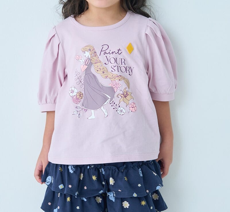 薄くて涼しい名札ココ半袖パフスリーブTシャツ　ラプンツェル