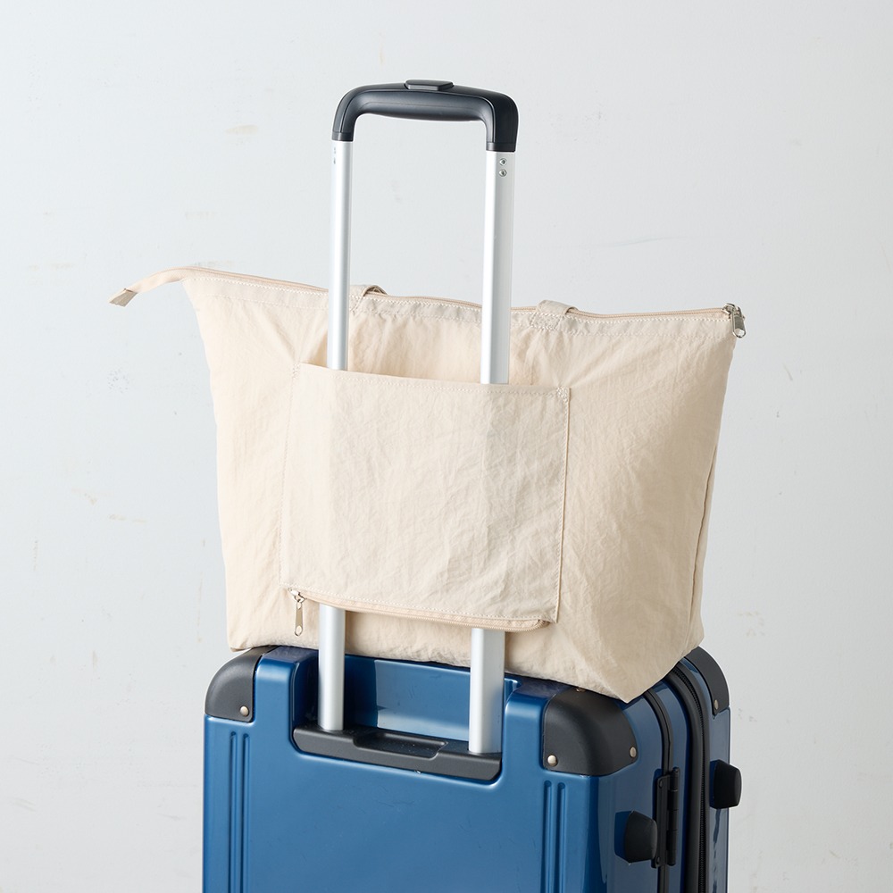 旅行にも便利なファスナー付きポケッタブルエコバッグ　使用イメージ