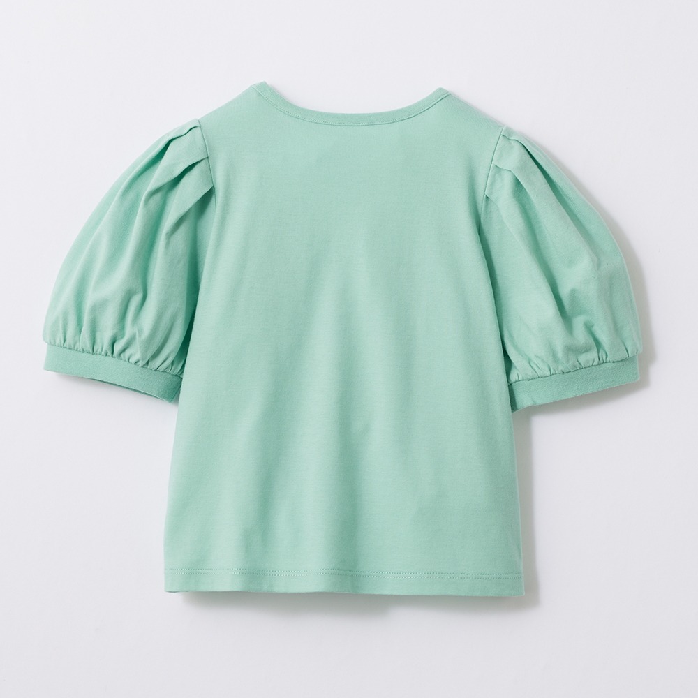 薄くて涼しい名札ココ半袖パフスリーブTシャツ　バックスタイル