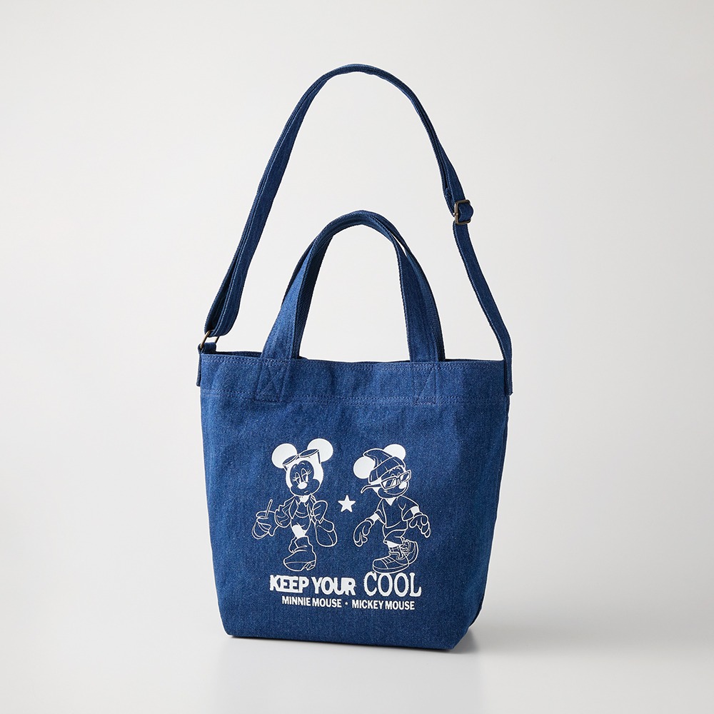 くったりデニム２WAYトートバッグ　ミッキー＆ミニー