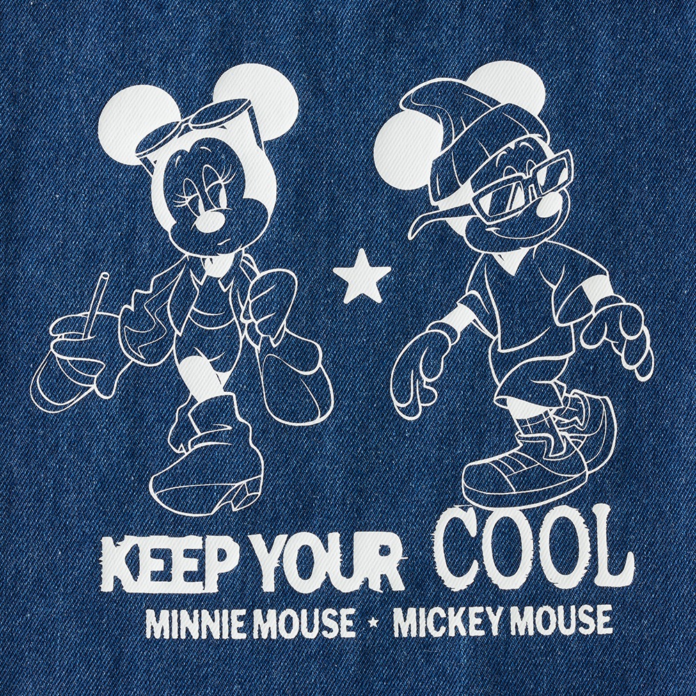くったりデニム２WAYトートバッグ　ミッキー＆ミニー　デザインアップ