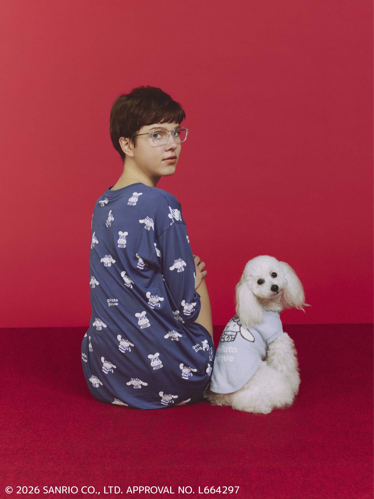 【レディース】総柄ロングTシャツ／【CAT＆DOG】スムーズィープルオーバー