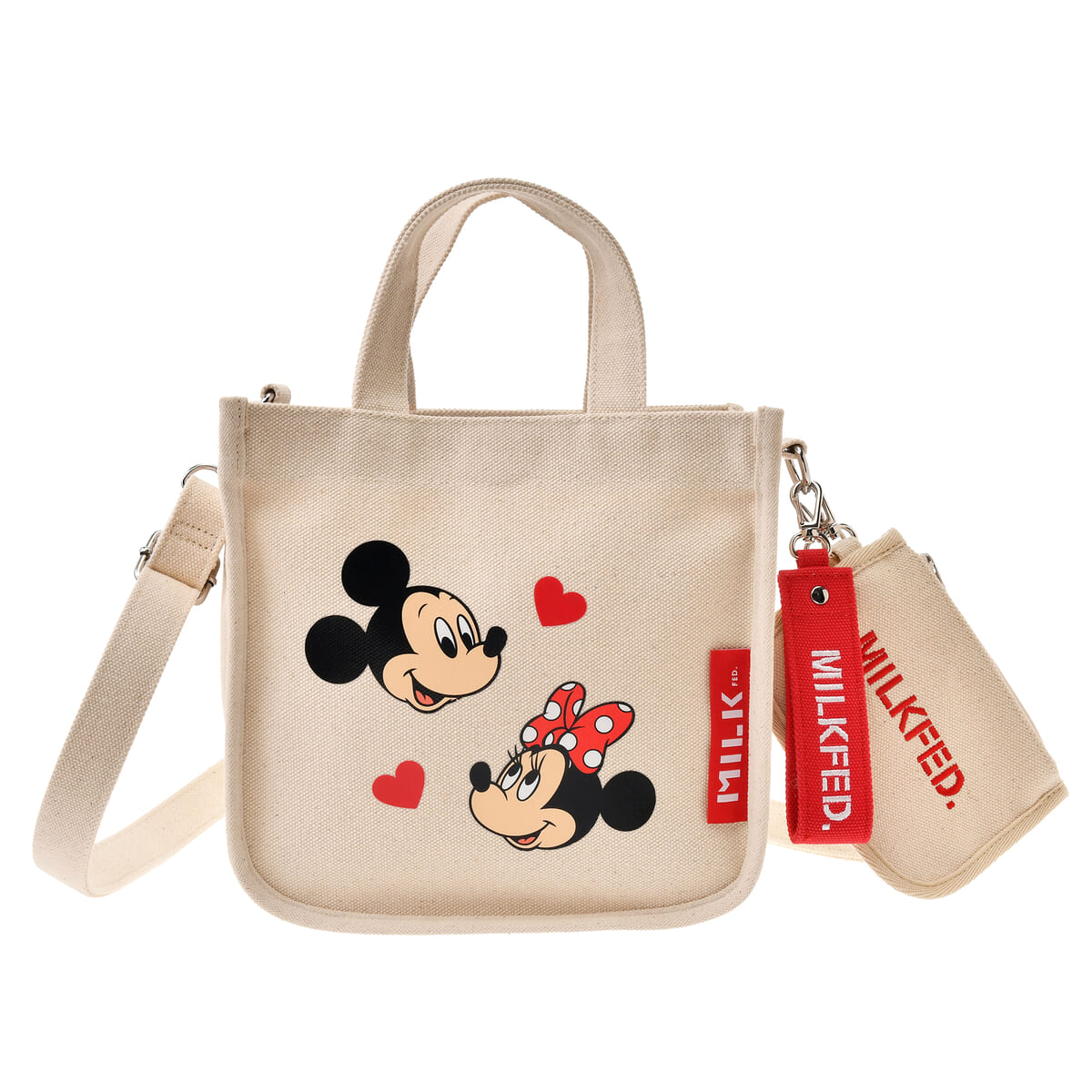 【MILKFED.】ミッキー＆ミニー トートバッグ 2WAY チャーム・ポーチ付き