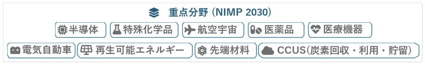 NIMP 2030重点分野の一覧