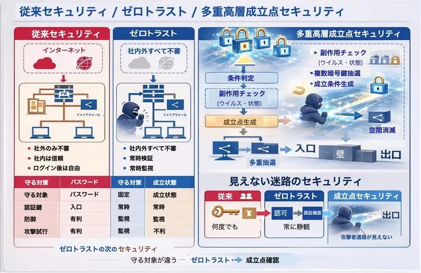 新セキュリティ理論「無数鍵多重時変成立点理論」