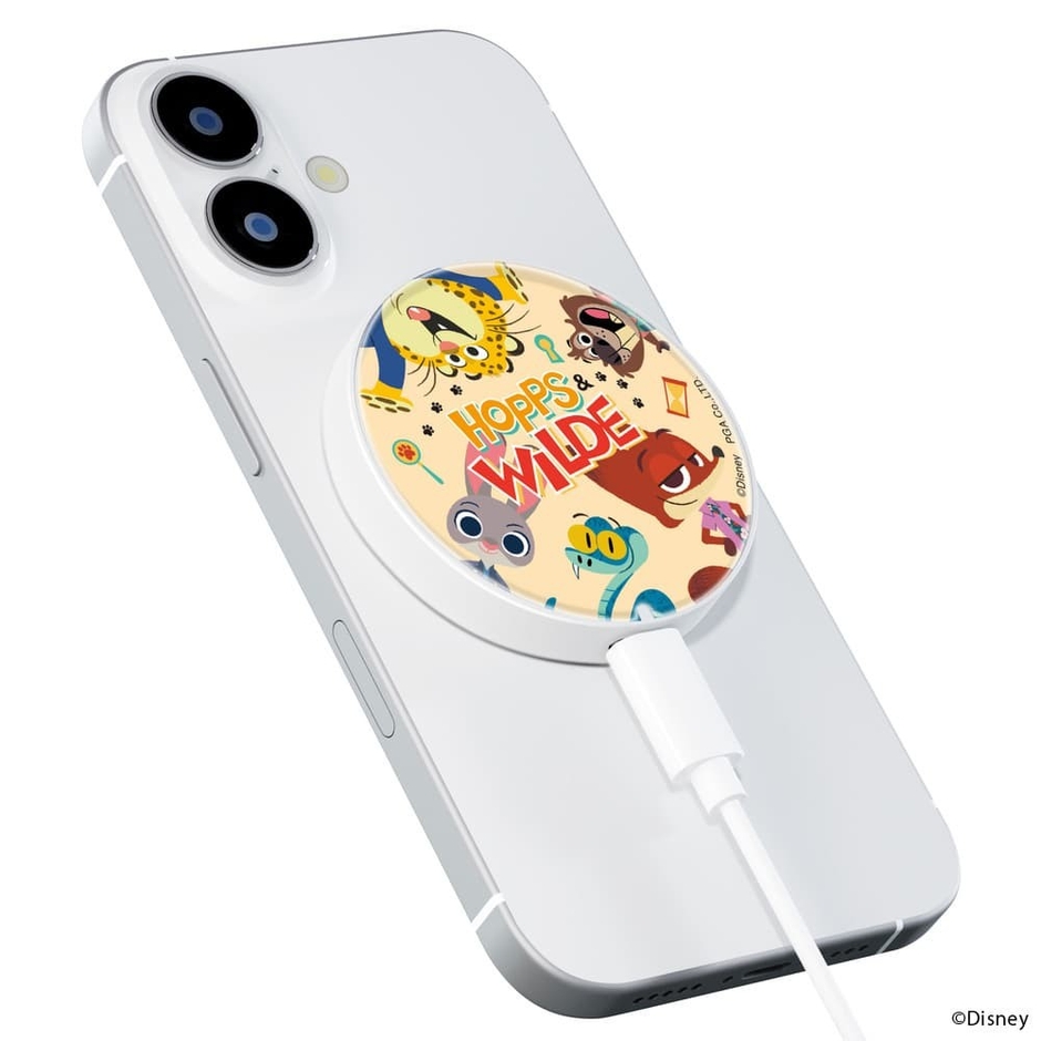 マグネット式ワイヤレス充電器(ズートピア)装着