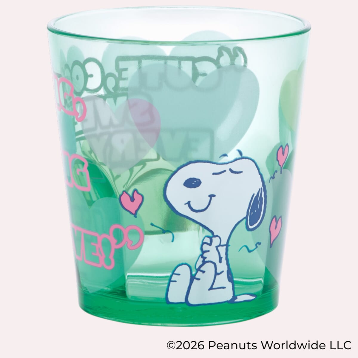 アクリルコップ SNOOPY(クリアハート)グリーン×パープル