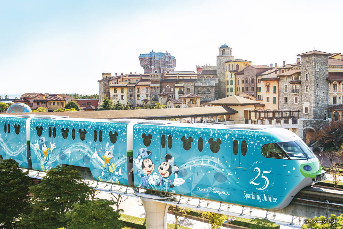 特別な期間だけのラッピングモノレール!東京ディズニーシー25周年“スパークリング・ジュビリー”ライナー