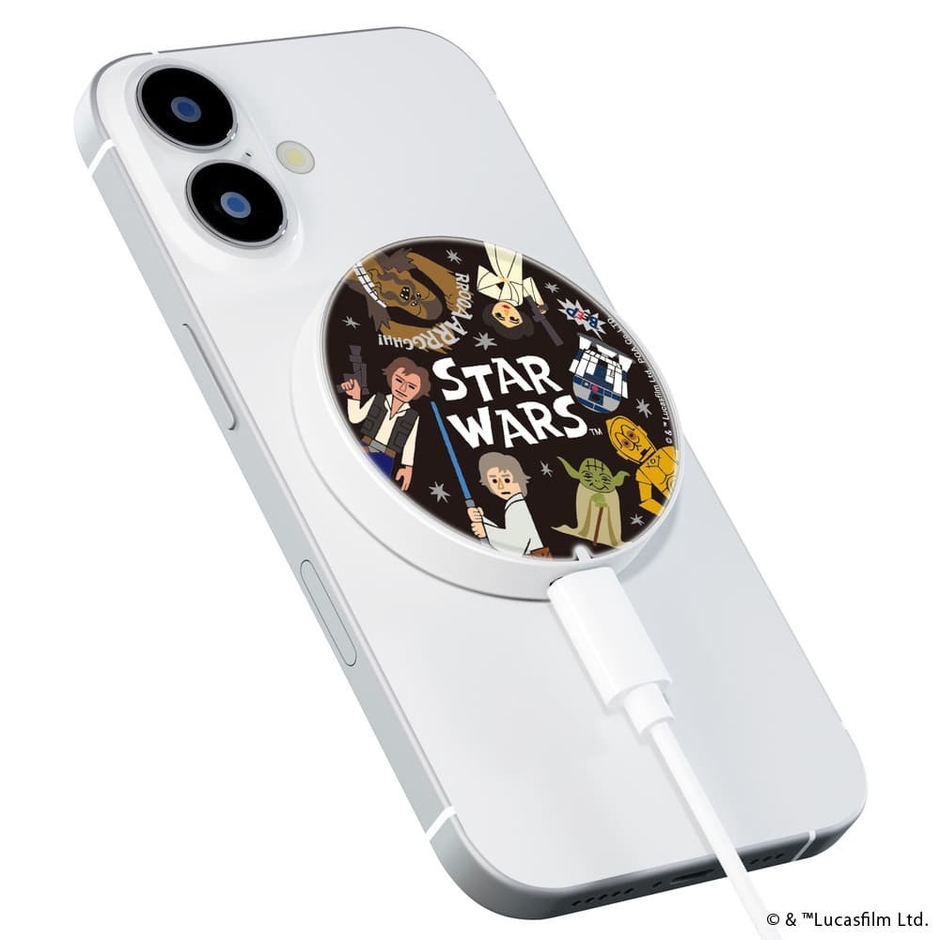 マグネット式ワイヤレス充電器(スター・ウォーズ)装着
