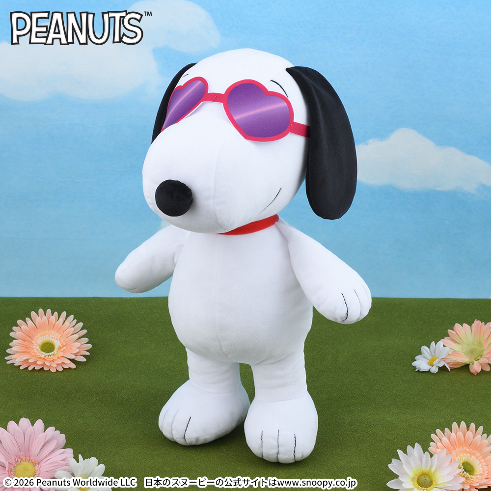SNOOPY　LLぬいぐるみ　ハートサングラス