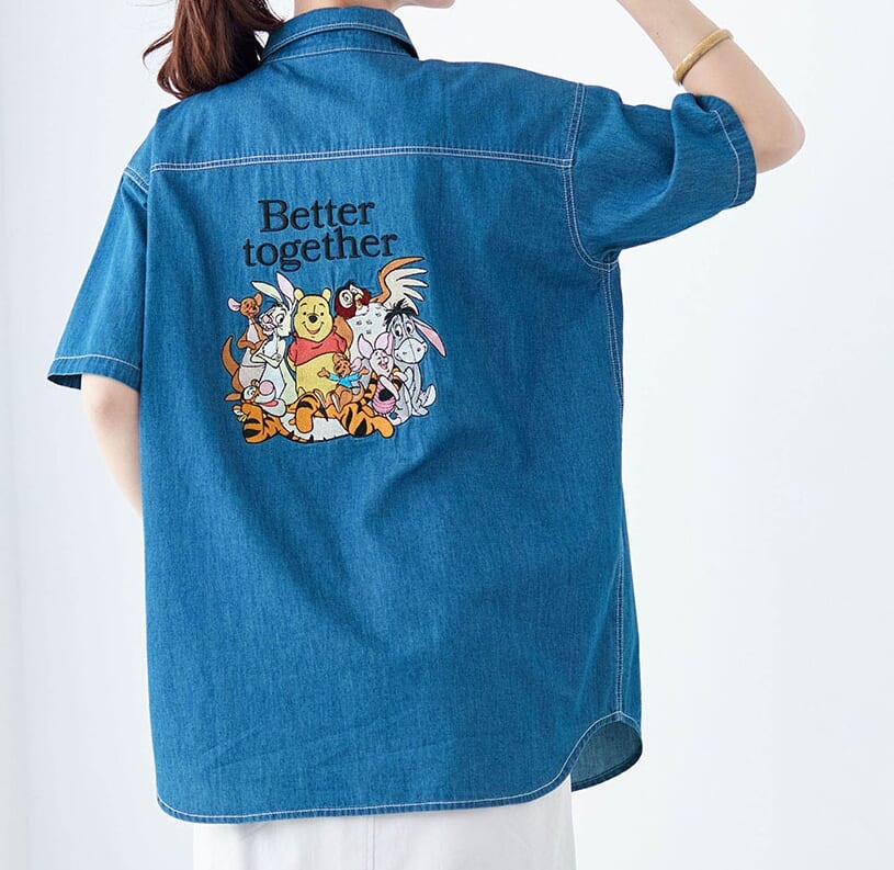 ユニセックス刺しゅうデニムシャツ「くまのプーさん」