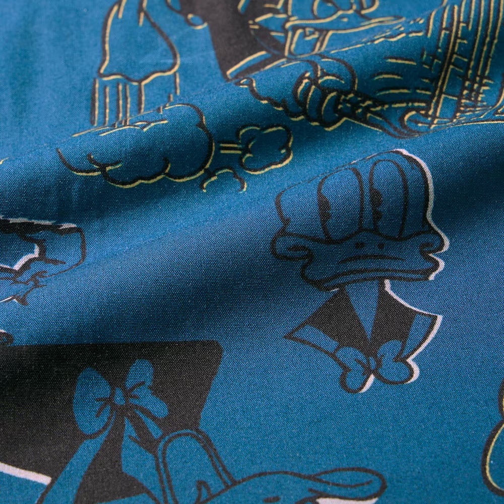 ユニセックス開襟シャツ「ドナルドダック」 素材アップ