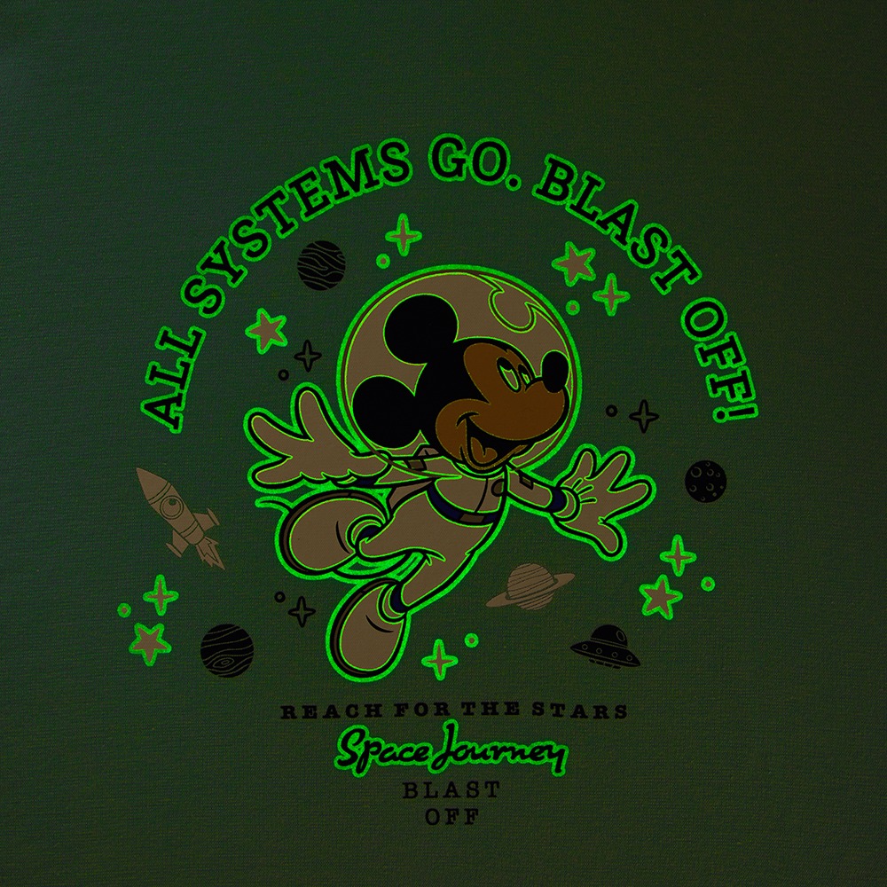 お腹の冷えを防ぐ！薄くて涼しい蓄光プリントパジャマ　ミッキー　蓄光時