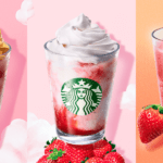 スターバックス「ストロベリー シュークリーム フラペチーノ／スターバックス ストロベリー フラペチーノ／ストロベリー ＆ パッション ソルベ ティー」