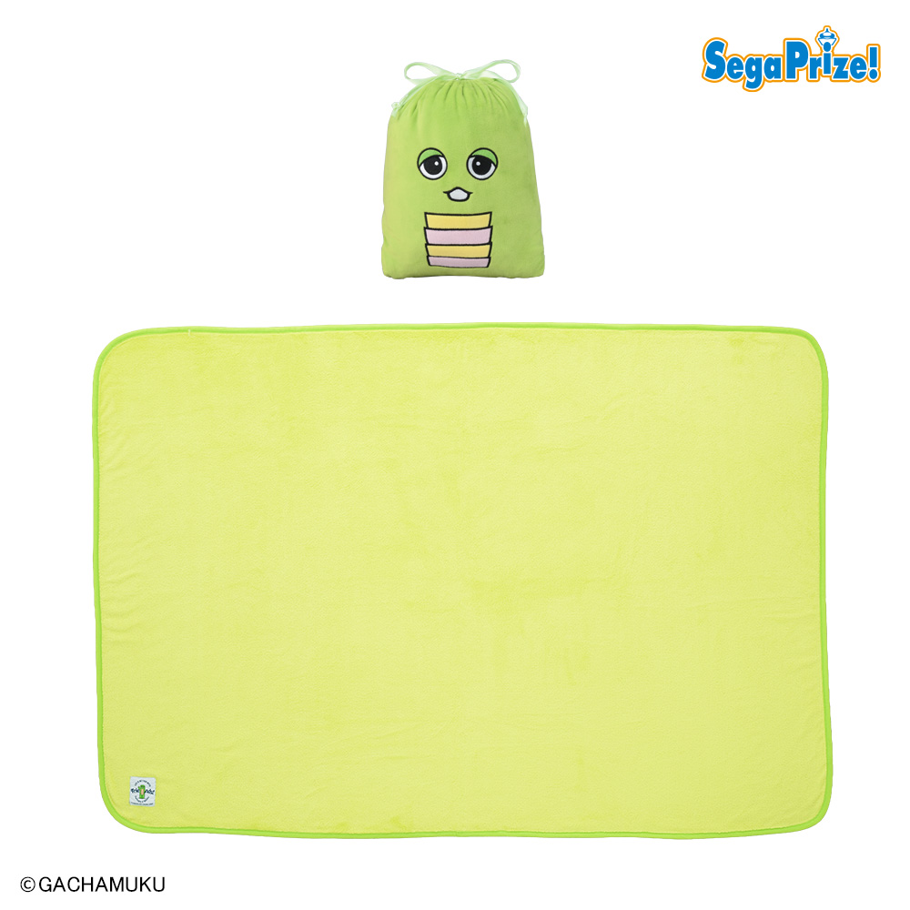 ガチャピン・ムック みんなともだちの日 プラチナムザッカ巾着付きひざかけ　ガチャピン