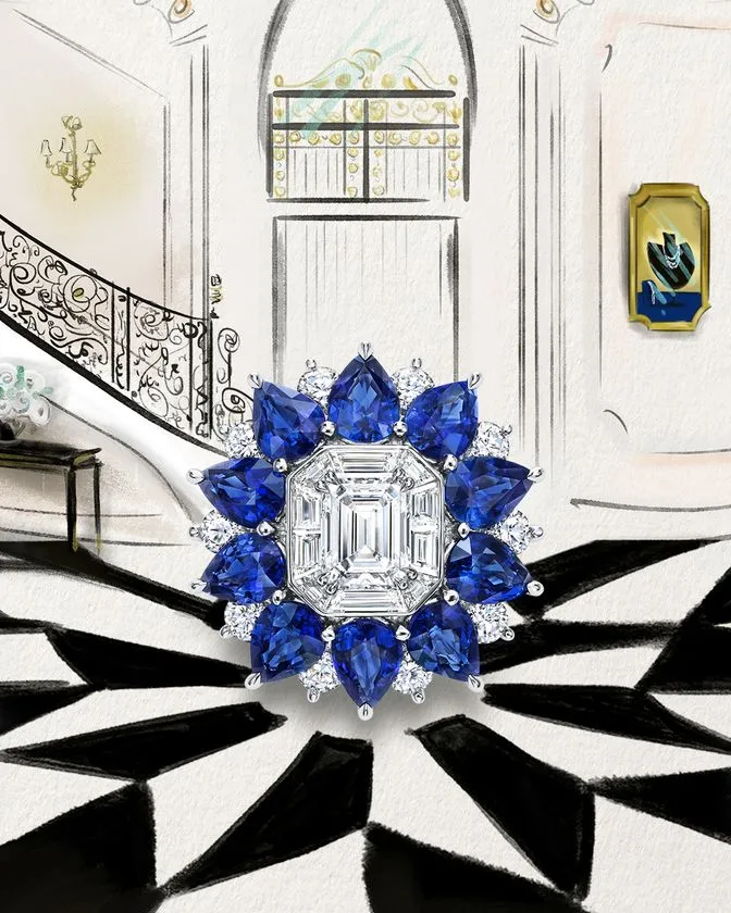 「718 マーブルマルケトリ」リング（サファイア