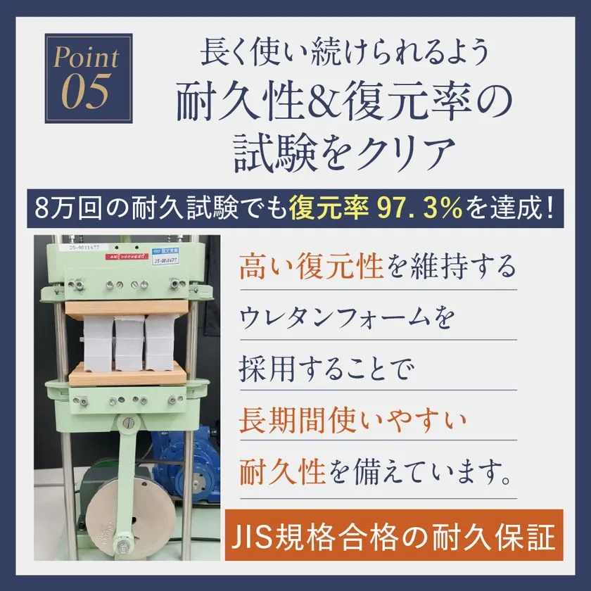 8万回の耐久試験でも復元率97.3%を達成