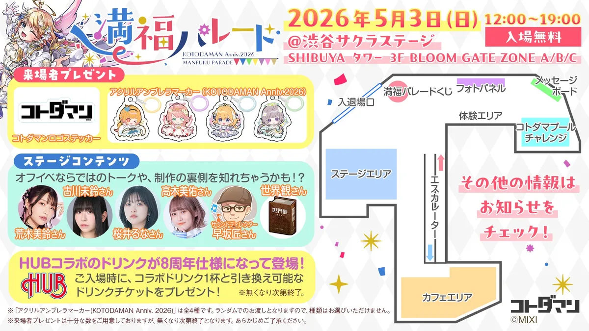 渋谷で開催されるKOTODAMAN Anniv. 2026 満福パレードのイメージ
