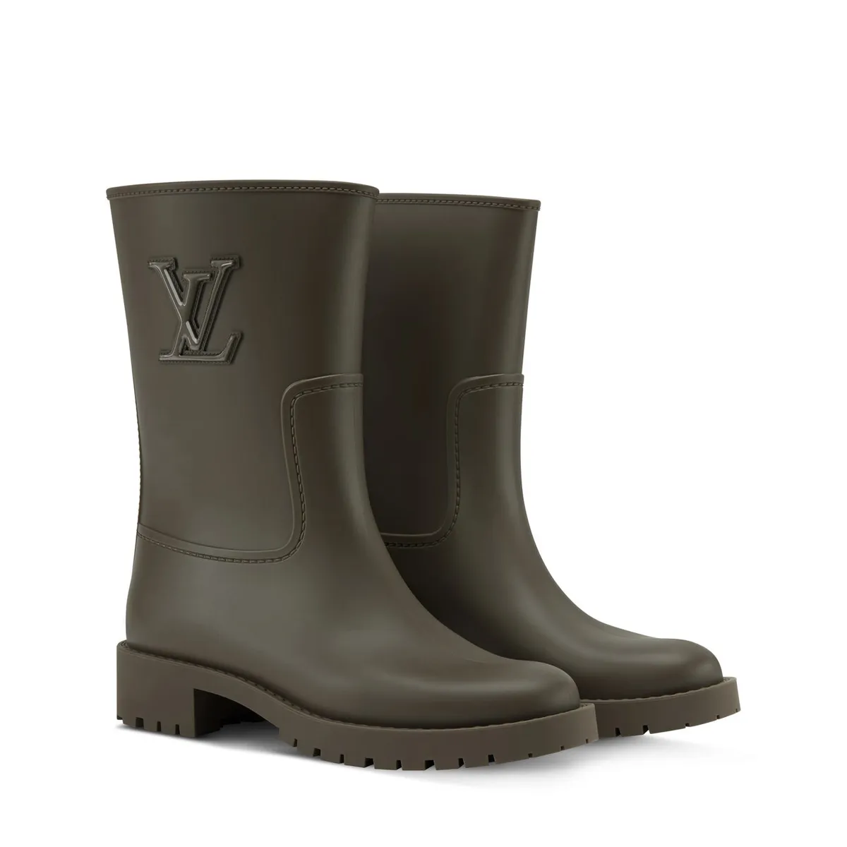 頑丈なラバーアウトソールを備えたレインブーツのディテール