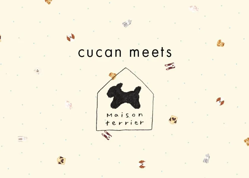 cucan meets maison terrierのロゴと犬モチーフを合わせたビジュアル