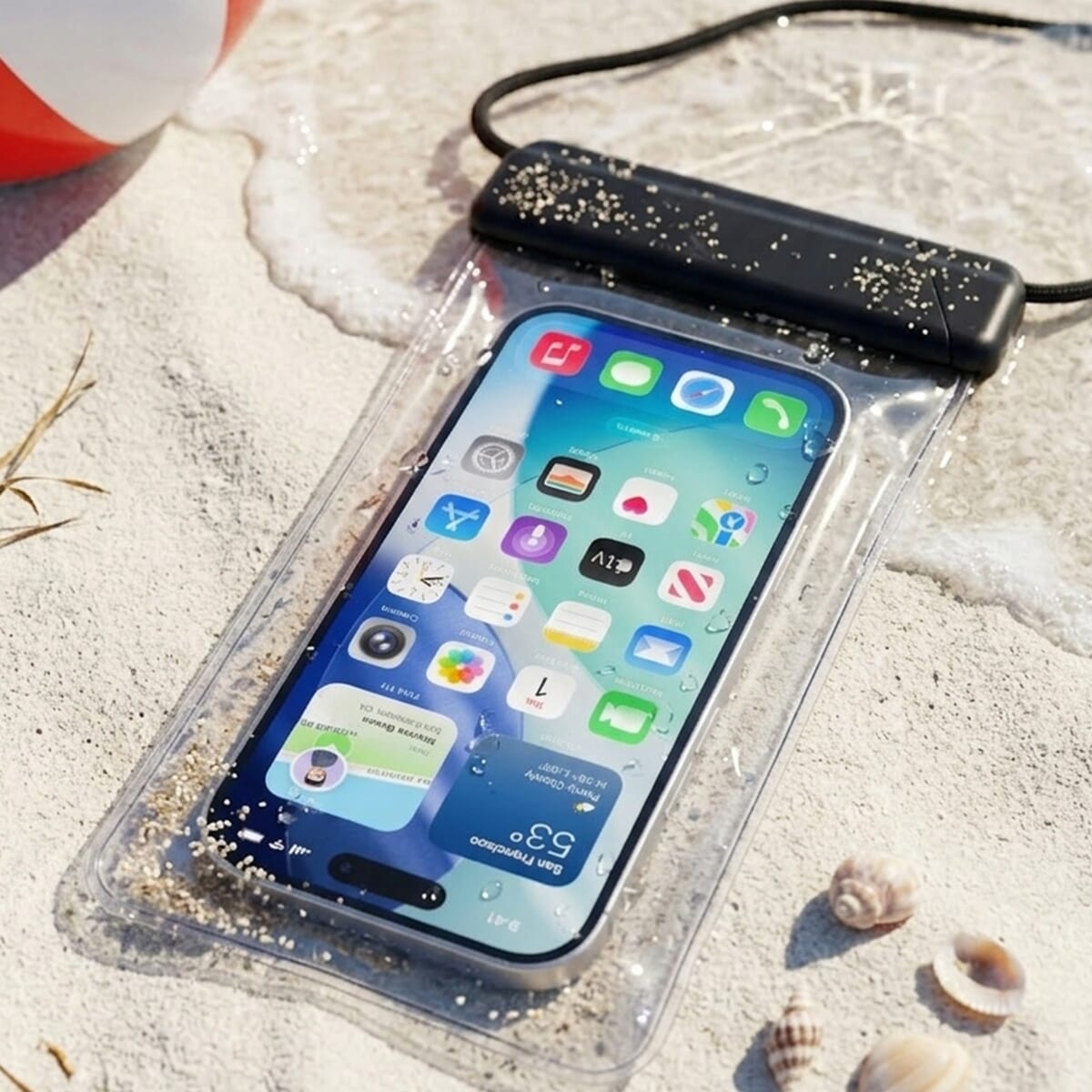 PGA「スマートフォン用 防水ポーチ」　使用イメージ