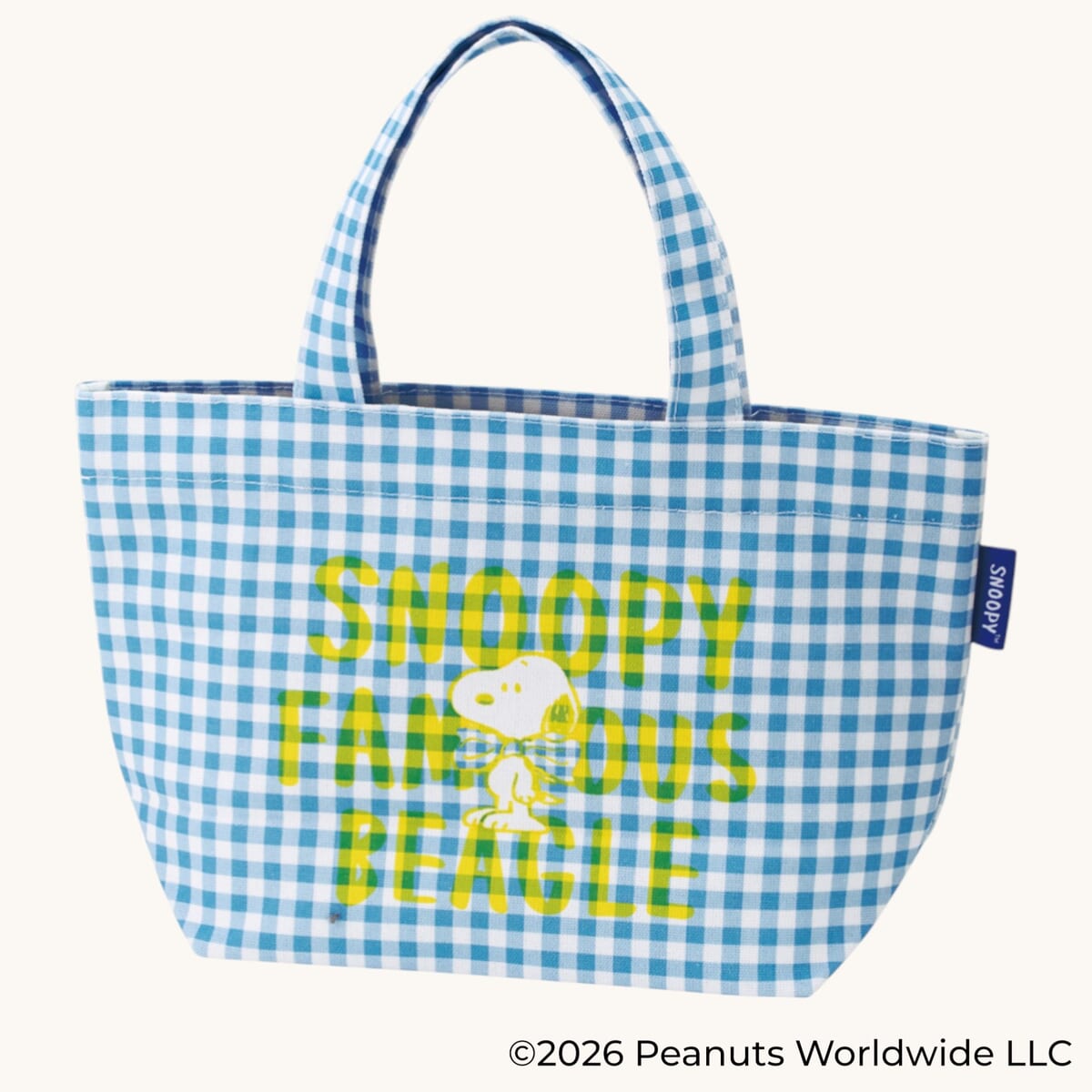 帆布ランチトートバッグ SNOOPY(チェックロゴ) ブルー