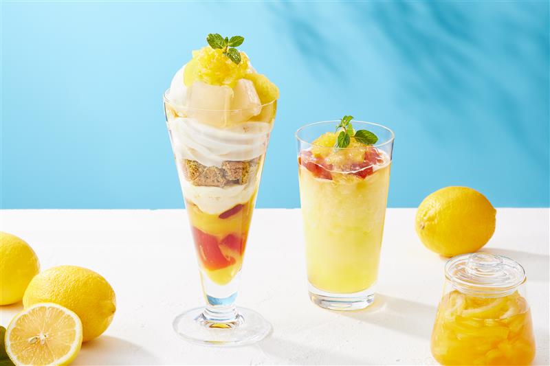 nana's green tea「honey & lemon」はちみつレモンのレアチーズパフェ/フローズンはちみつレモネード