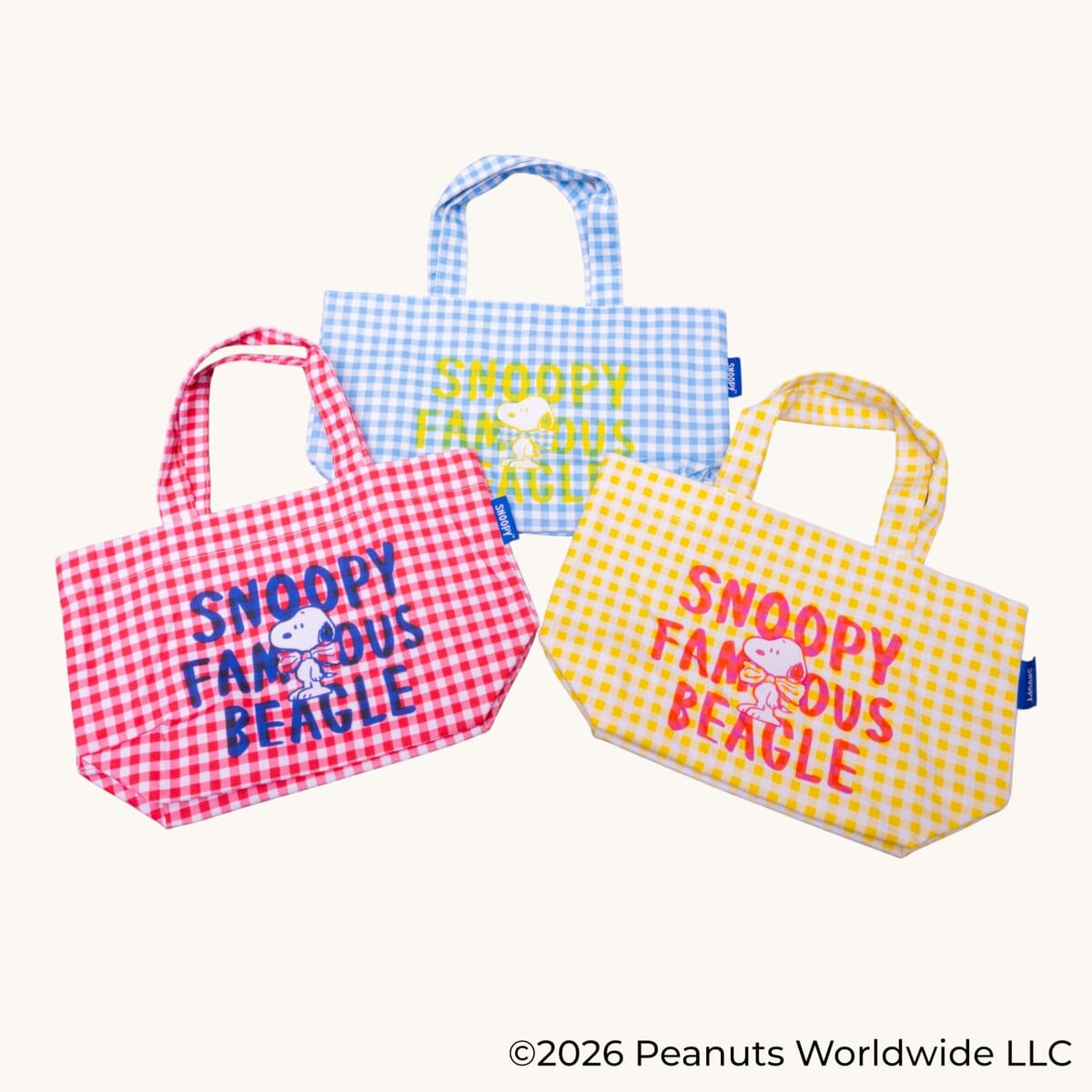 帆布ランチトートバッグ SNOOPY(チェックロゴ)