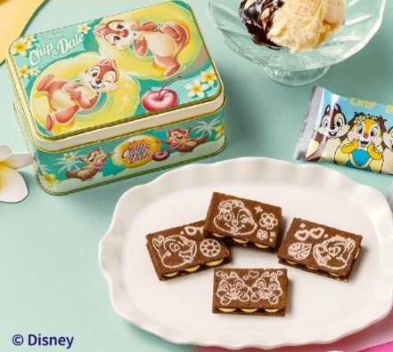 「Disney SWEETS COLLECTION by 東京ばな奈」チップ＆デール／バニラチョコレートサンドスペシャル缶（12枚入）