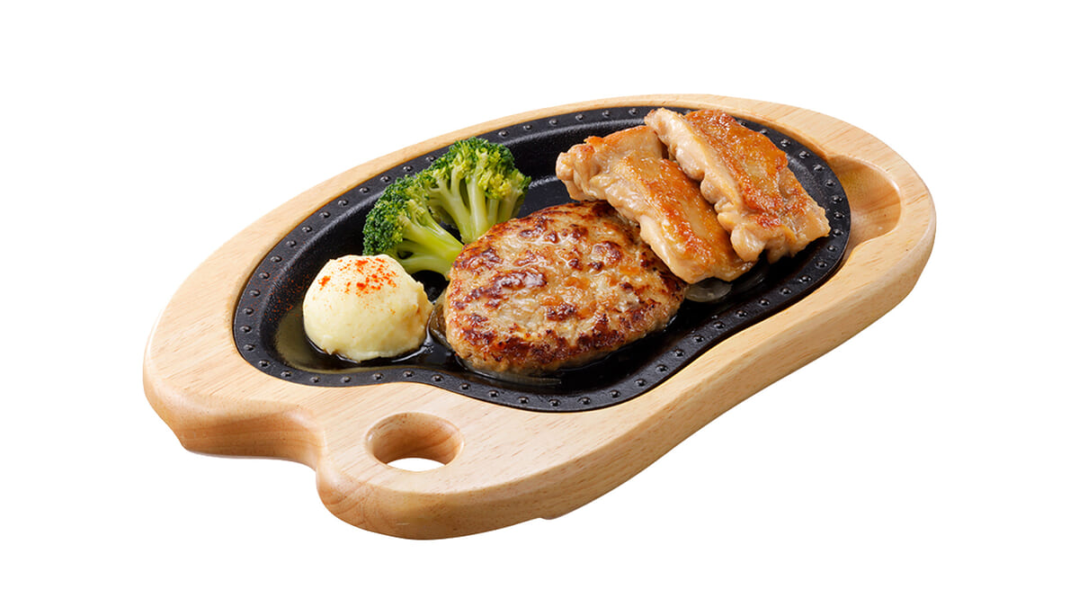 ガーリックチキン&ハンバーグステーキ