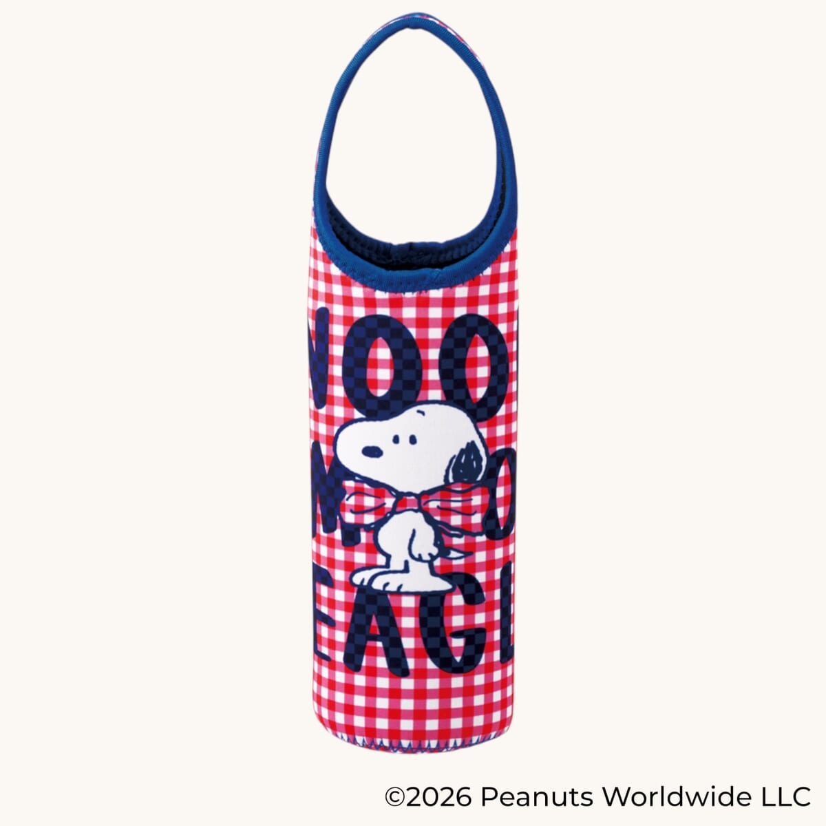 ウエット素材ペットボトルカバー SNOOPY(チェックロゴ) レッド