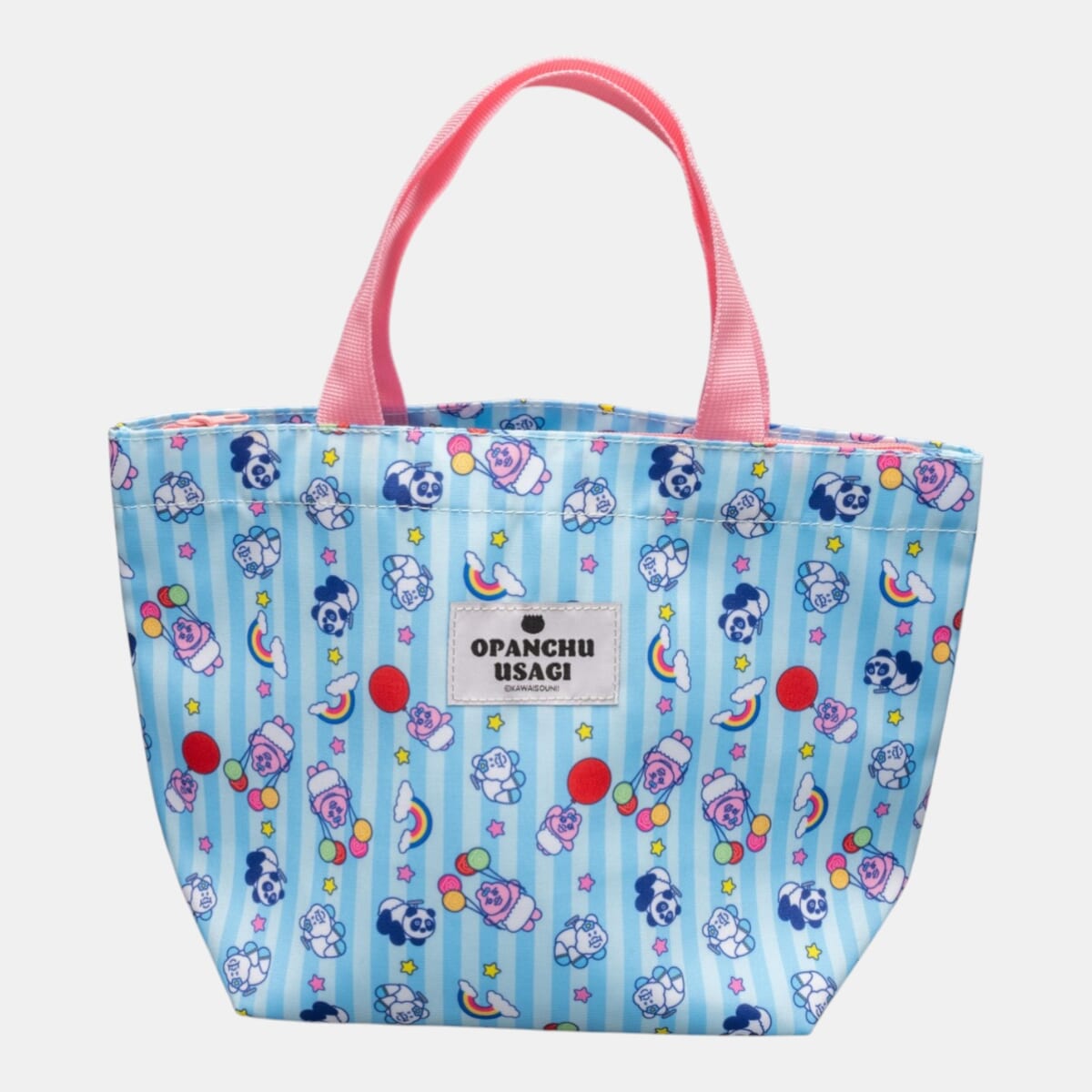 おぱんちゅうさぎ レトロ遊園地（ストライプ）保冷ポーチ付きトートバッグ
