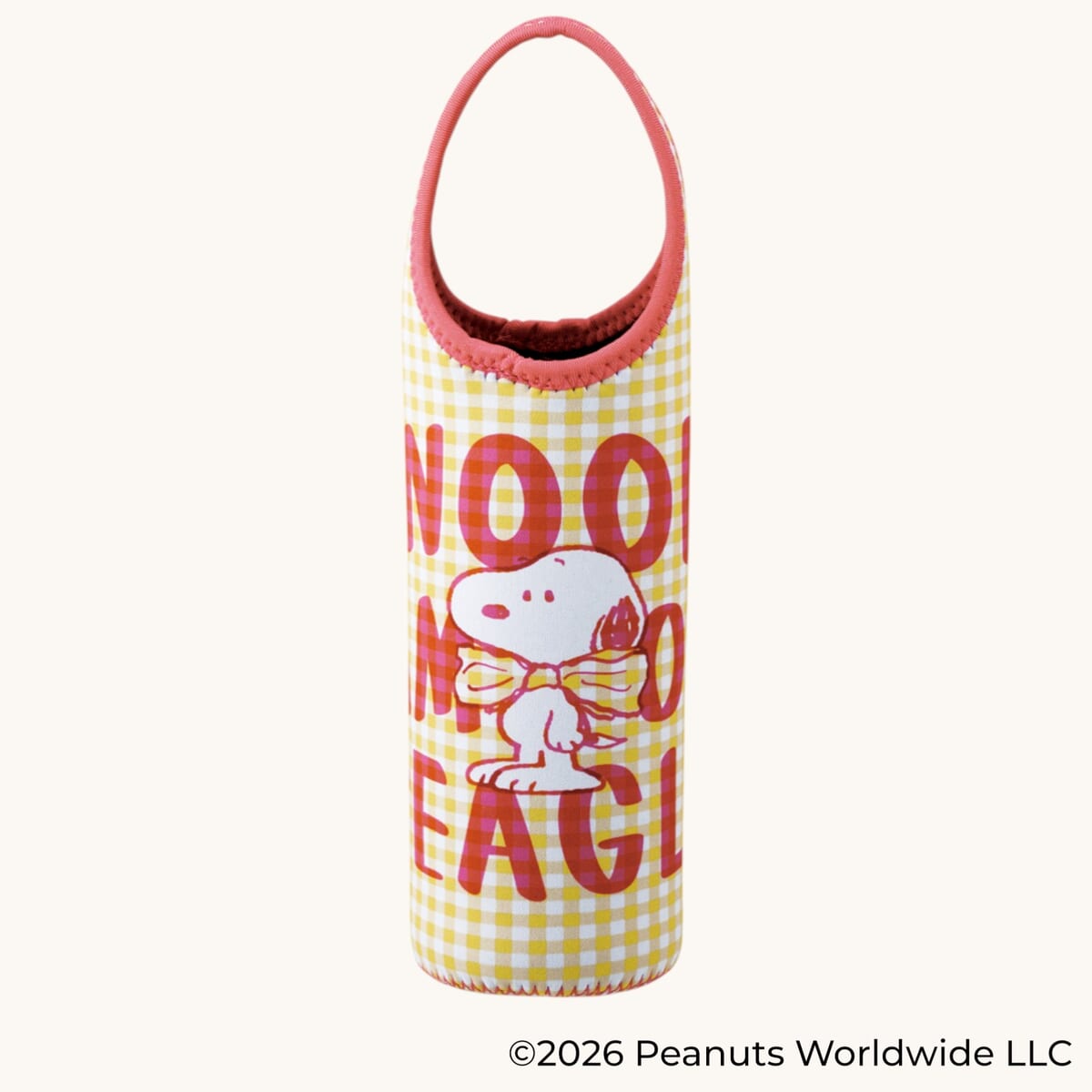 ウエット素材ペットボトルカバー SNOOPY(チェックロゴ) イエロー