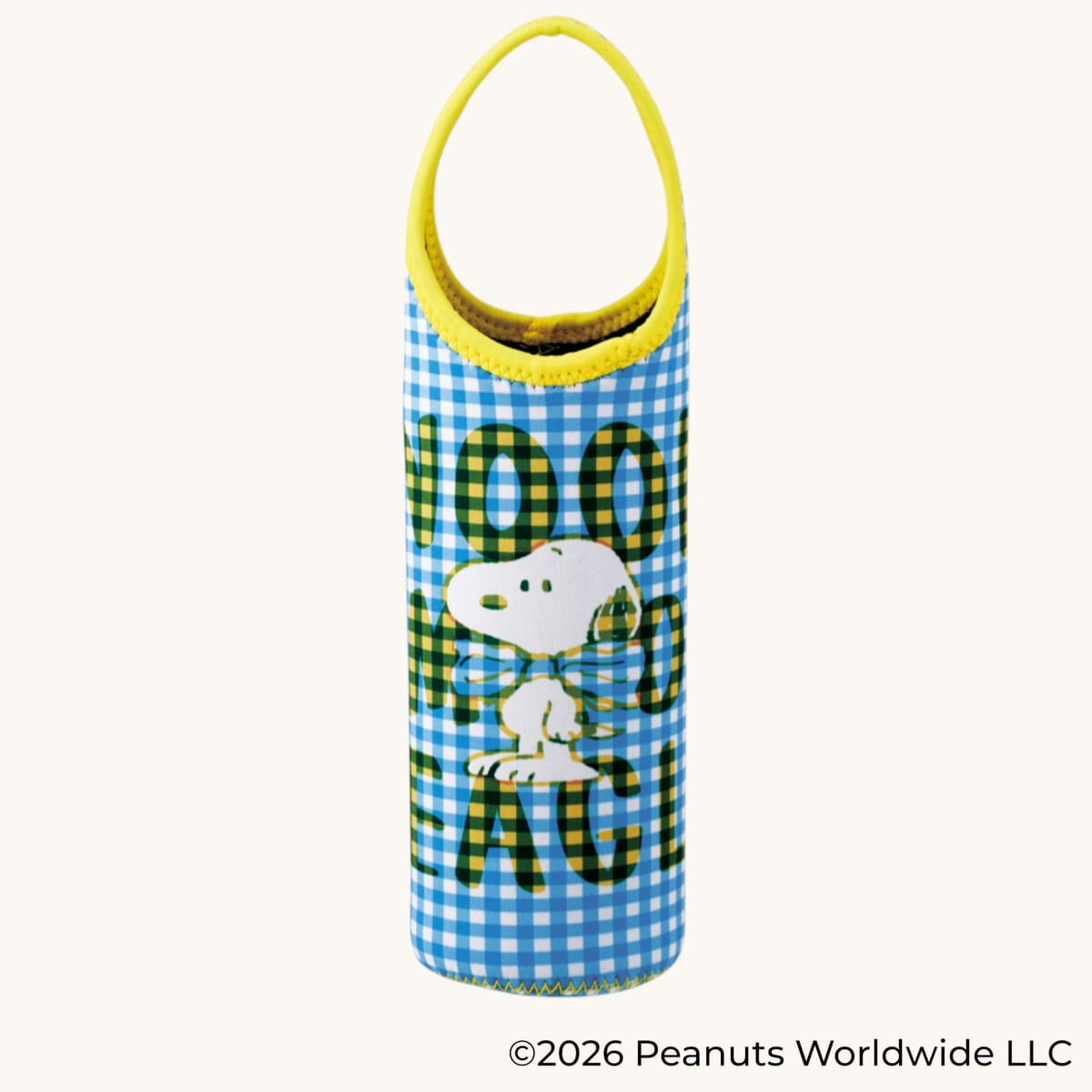 ウエット素材ペットボトルカバー SNOOPY(チェックロゴ) ブルー