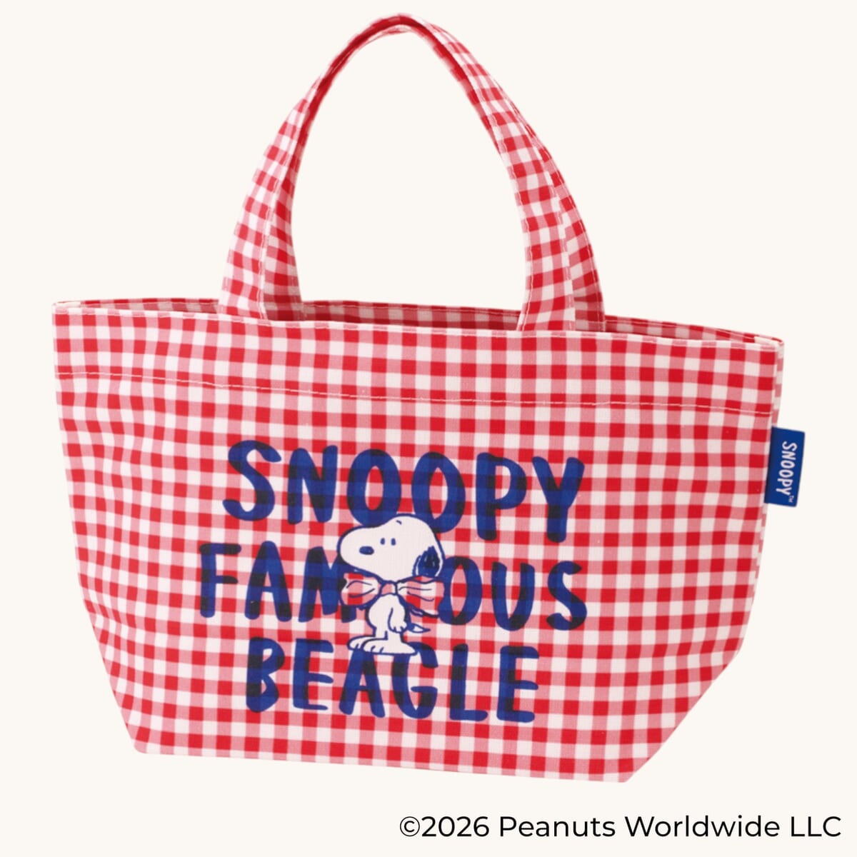 帆布ランチトートバッグ SNOOPY(チェックロゴ) レッド