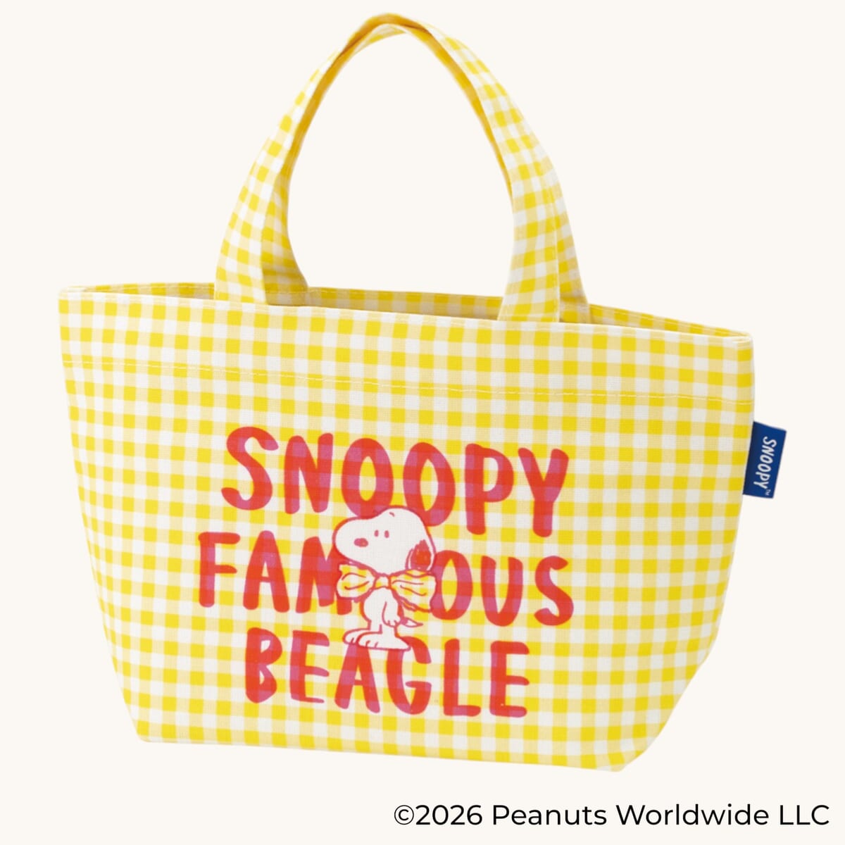 帆布ランチトートバッグ SNOOPY(チェックロゴ) イエロー