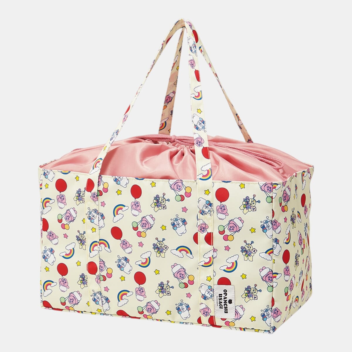 おぱんちゅうさぎ レトロ遊園地　巾着付き保冷レジかごバッグ