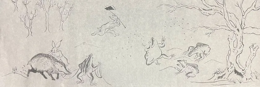 絵巻の一部(トロロアオイの栽培シーン)