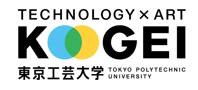 東京工芸大学(TOKYO POLYTECHNIC UNIVERSITY)の公式ロゴ。「TECHNOLOGY × ART KOGEI」のキャッチコピーと青・黄・緑の重なる円形シンボルマークを組み合わせたブランドロゴ画像。