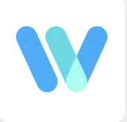 Travel Walletアプリのロゴマークのみのシンプルな白背景アイコン画像。青・水色のWマーク型デザイン。