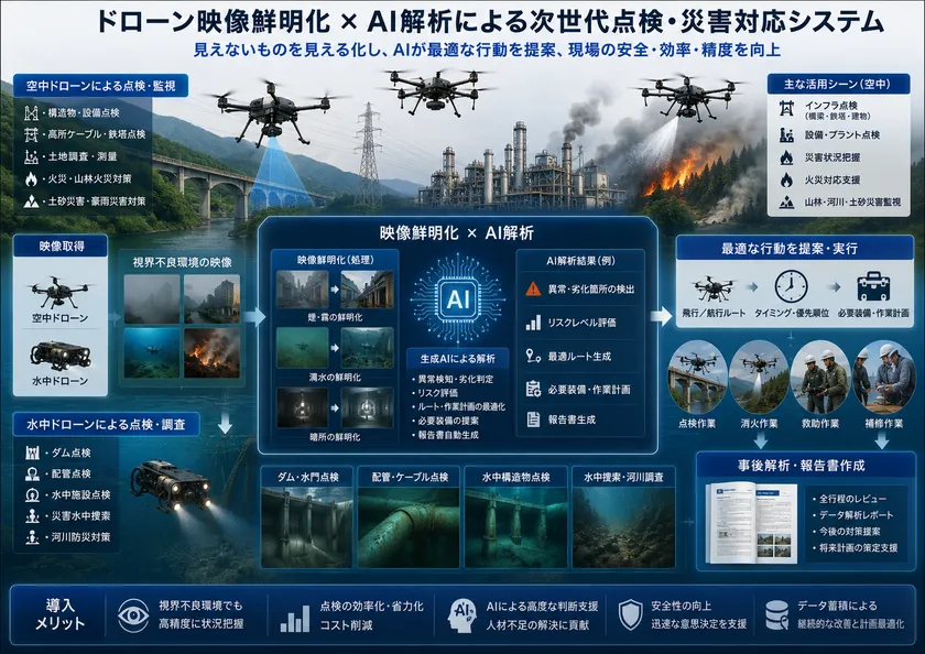ドローン映像鮮明化×AI解析による次世代点検・災害対応システム