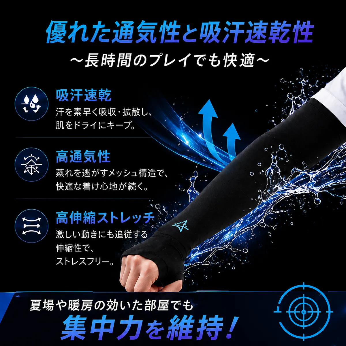 上腕部の滑り止め加工部分のクローズアップ