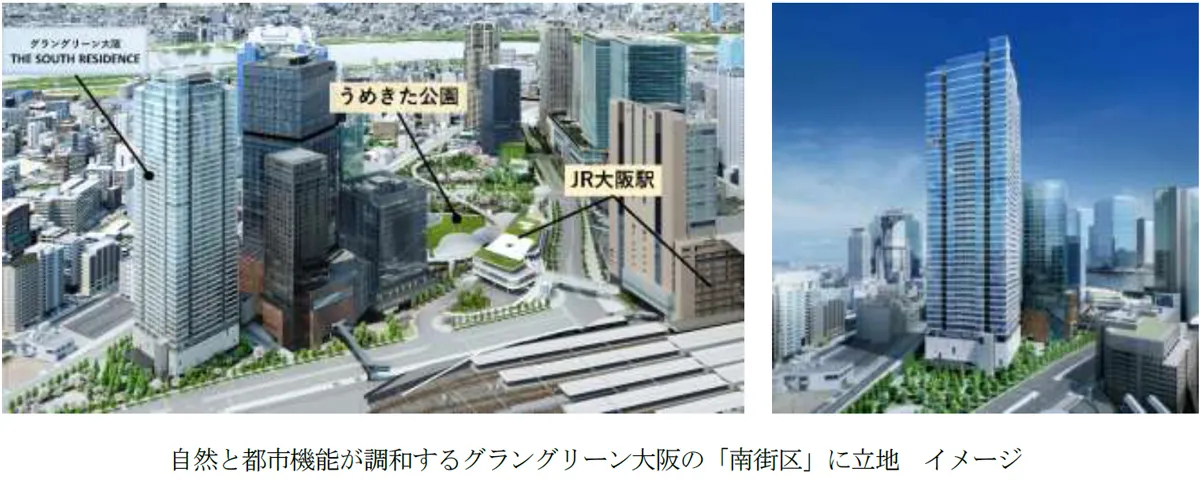 都市公園と高層建築が広がるグラングリーン大阪のロケーションイメージ