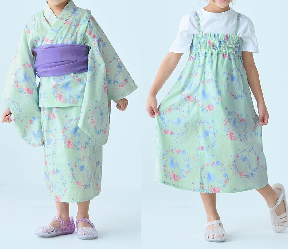 サマーワンピースとしても使える！キャラクターモチーフの２WAY浴衣セット　アリエル