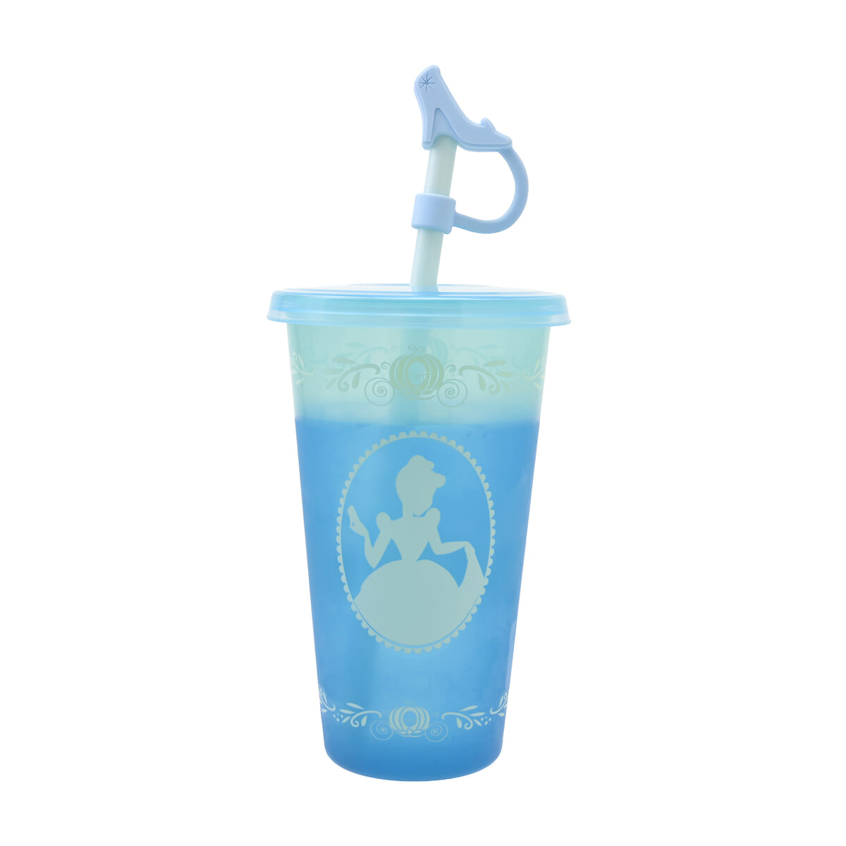 シンデレラ タンブラー カラーチェンジ ストローキャップ付き プリンセスシルエット Drinkware