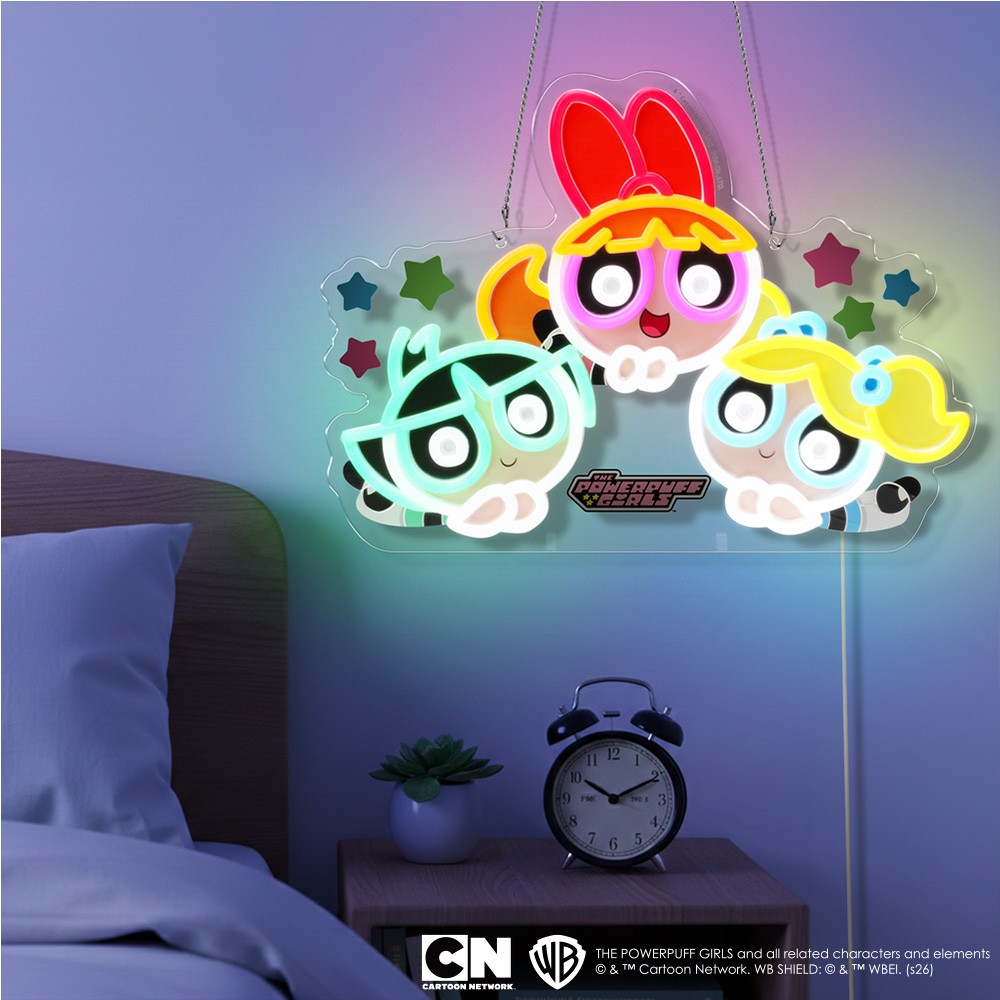 PGA『パワーパフ ガールズ』LEDネオンライト 壁掛け 点灯