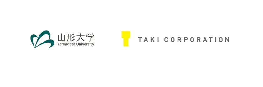 山形大学とTAKI CORPORATIONのロゴが白背景に横