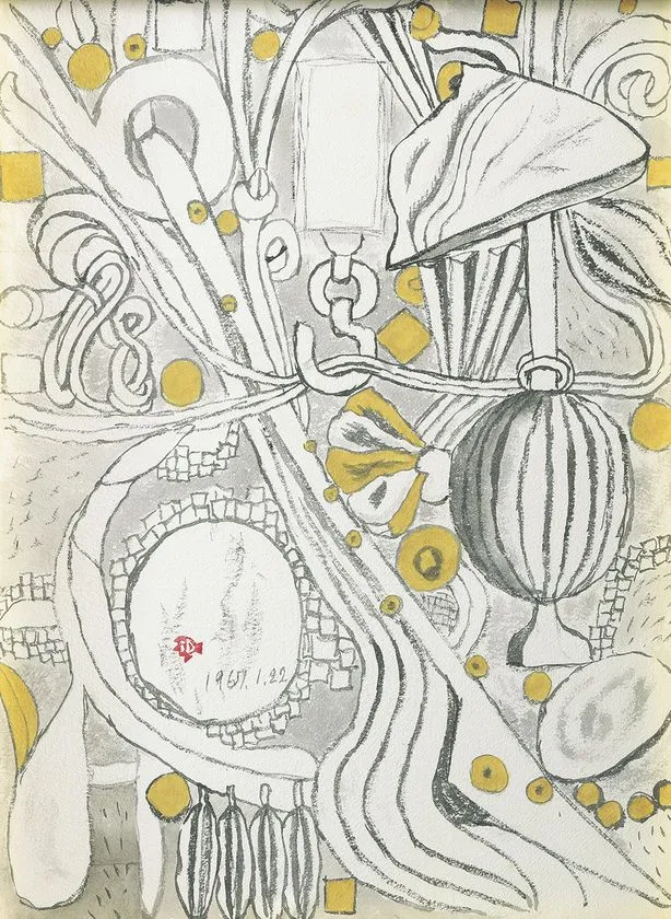 堂本印象 《瞑想(堂本美術館壁面装飾下絵)》昭和42年(19