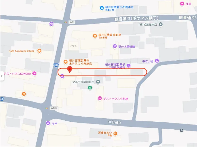小布施中心地の施設位置