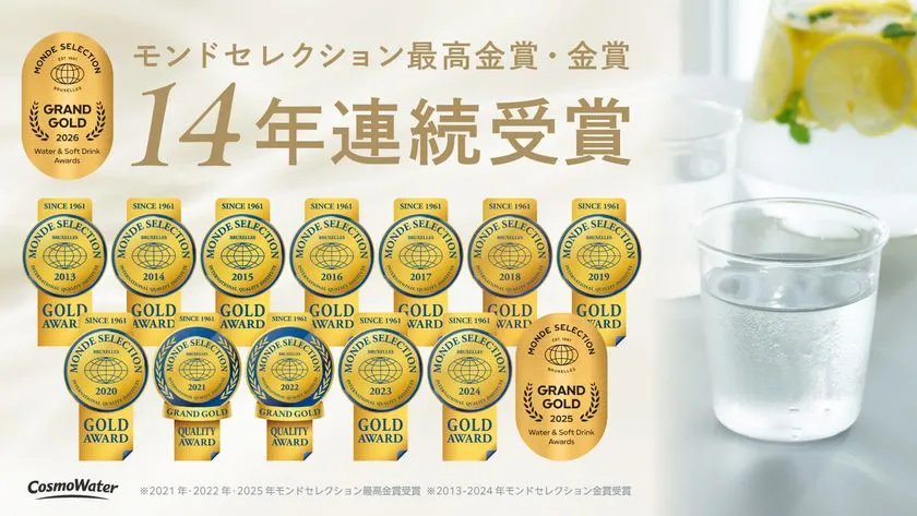 国内すべての採水地において、モンドセレクション2026年度「